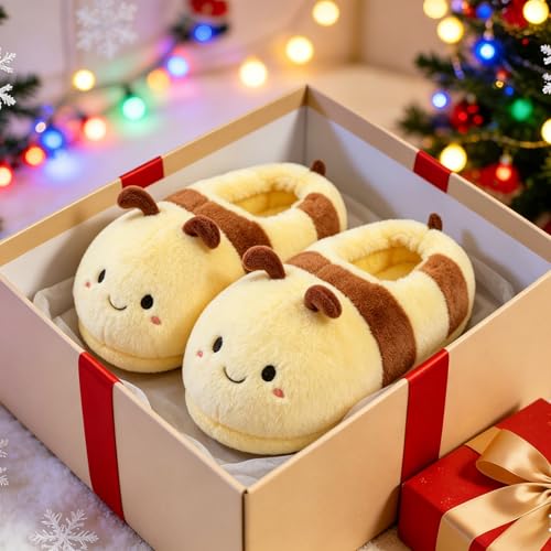 Image of Fluffy Hippo & Elephant Slippers - Oversized Warm House Slippers for Adults | Non-Slip Soft-Sole Indoor Slippers