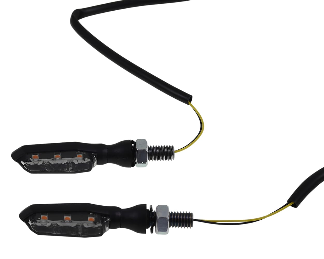 HIGHSIDER SONIC-X1 Mini LED Blinker Paar schwarz getönt 12V, ECE geprüft | Glas schwarz getönt, Metallgehäuse M8, Maße 44 × 13 × 15,5 mm; kompatibel mit Motorrad, Roller, Moped, Quad und E-Scooter