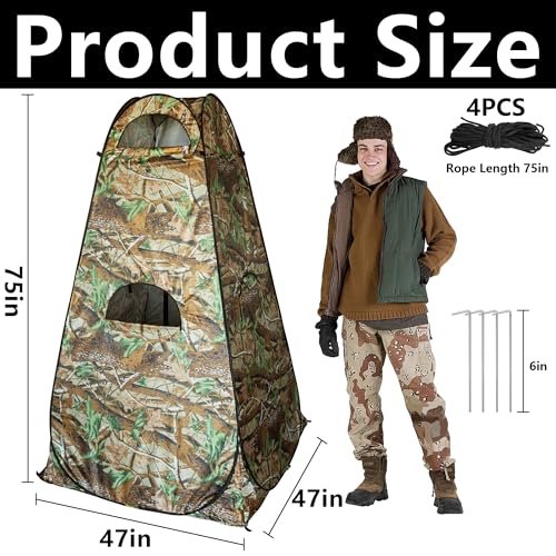 Runnico Hunting Blind Tent, 75''X47''X47'' Higher 1-Person Ground Blind Tent With Around Zipper Windows thumb #1