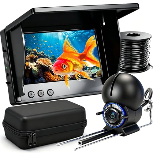 Fishing Camera, 220° Ultra-Wide 1080P HD Underwater Fishing Camera with 4.3' LCD & IR Night Vision, 50ft Cable for Ice Lake Boat Kayak Fishing (Black)