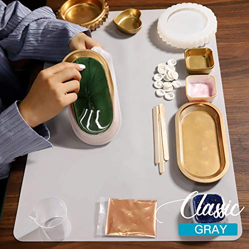 23.4”X 15.6”Oversize Silicone Mat For Crafts, Leobro Thick Nonstick Silicone Sheet For Jewelry Casting Moulds Mat, Heat-Resistant Multipurpose Silicone Mat For Resin Moulds Epoxy Paint, Light Gray #TOP5