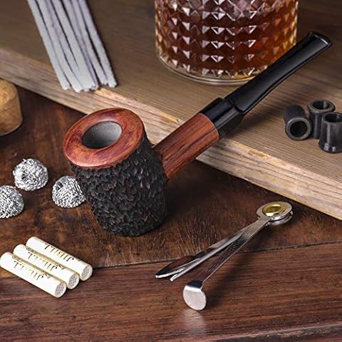 Yannabis Tobacco Pipes, Handmade Carved Tobacco Pipe with Accessories(Scraper, Filter Element, Filter Ball, Pipe Tip Grips, Box, Bag) Cover