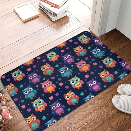 TZTTZT Tapis de porte d'entrée pour extérieur, intérieur et extérieur – 40,6 x 61 cm – Motif chouette mignonne – Tapis de cuisine pour sol – Tapis...