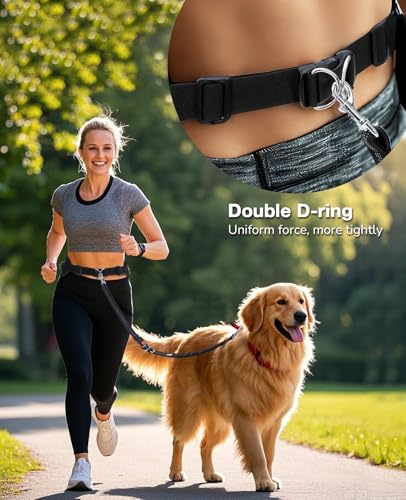 Pecute Joggingleine Hunde mit Bauchgurt, Laufgürtel Hundeleine für Große und Mittelgroße Hundes, Leine Hund mit Gürteltasche, Elastische Laufleine, Dog Leash Hand Free