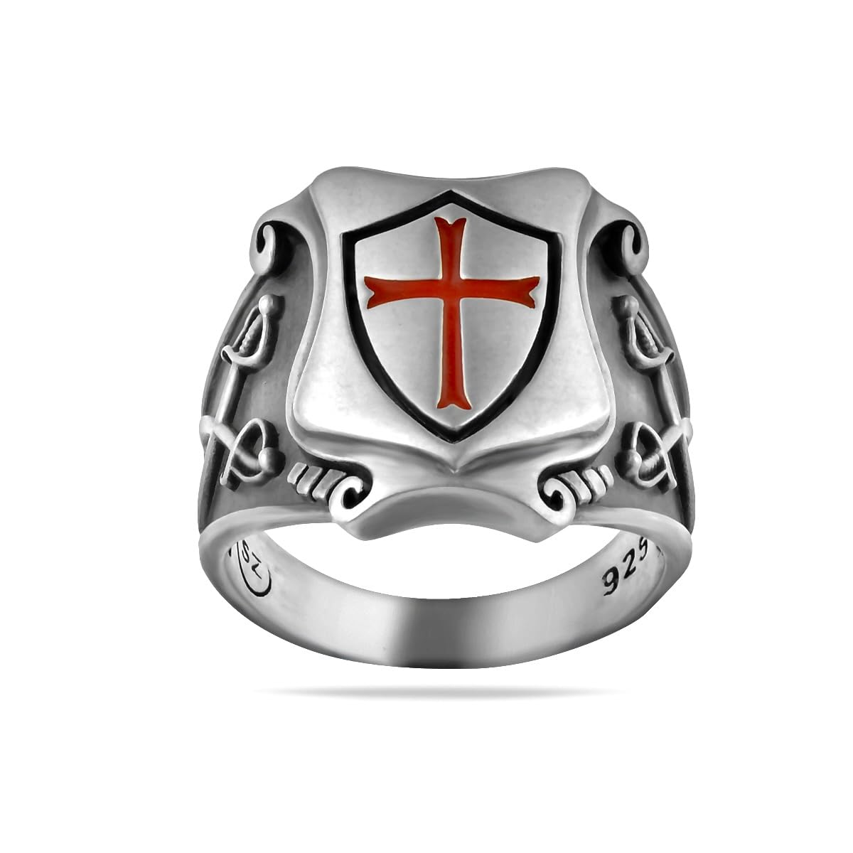 silverzone77 Freimaurer Templer Kreuz Rote Emaille Sterling Silber 925 Ringe Handmade Schmuck Juwelen