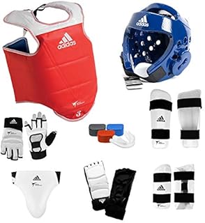 adidas Supreme TKD Sparring Gear Set W SHIN and Groin - Blue - Child-Medium