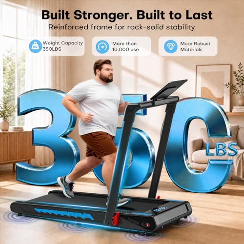 Image of Treadmill with Speaker, 6-in-1 7.5MPH Foldable Treadmill for Home with App Compatible, Walking Pad with 10% Incline, LED Display, 3.0HP Brushless Drive, 350 LB Weight Capacity, 12 HIIT Programs