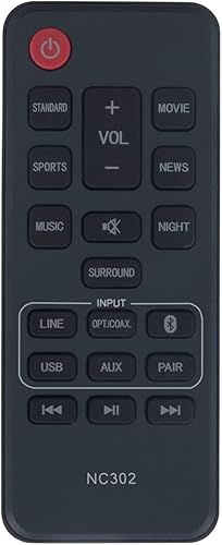 Miniatura 2 de NC302 NC302UH RTNC302UH Reemplazo de barra de sonido Control remoto para barra de sonido Sanyo Altavoz Sistema de cine en casa FWSB426F FWSB426FA