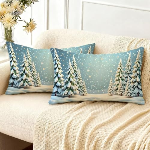 Housse de coussin 50x80cm lin bleu au design imperméable premium - 3