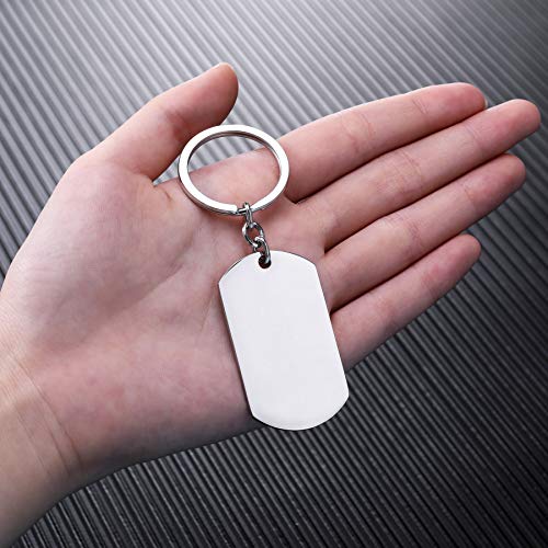 Memediy Personalized Dog Tag Keychain Custom Engraving Names/Date/Text/Black & White Photo Stainless Steel Keychain For Men Women Couple's Gift. (Silver Color) #TOP4