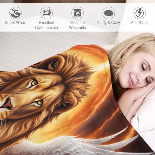 Manta de forro polar de león para sofá y cama 130x150 cm 6