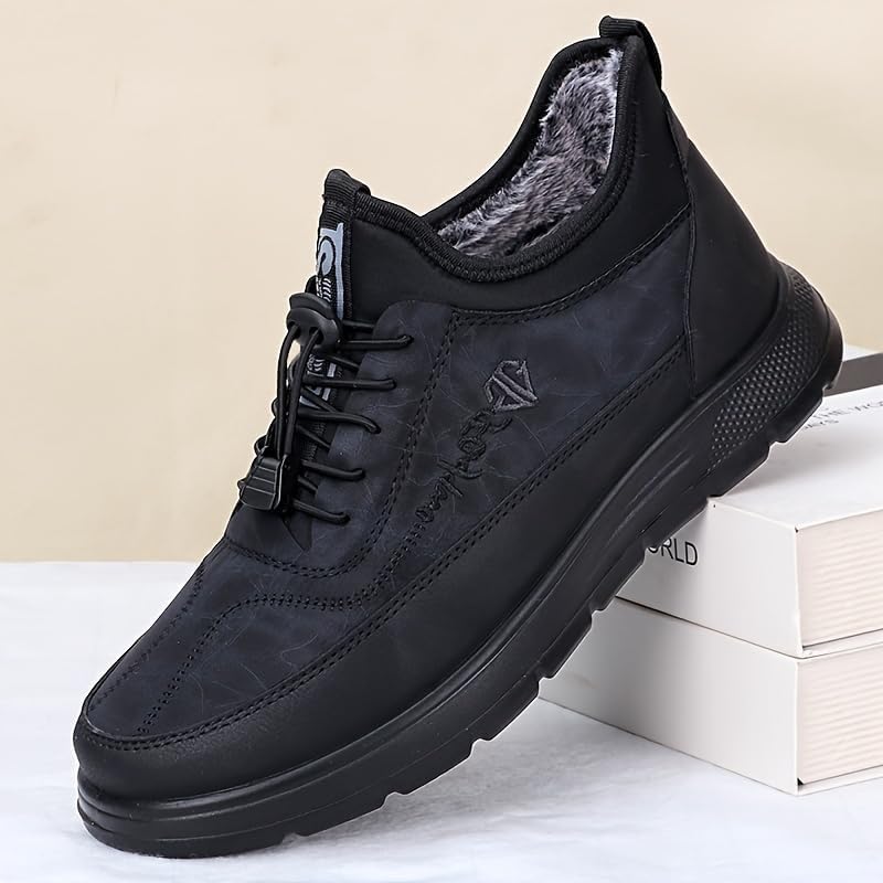Men's Winter Warm Fleece Lined Sneakers Waterproof Slip-on Fur Warm Men's Shoes Comfortable Casual Sneakers4