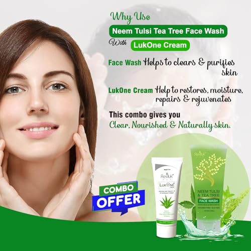 Image of Skin Care Combo - Lukone Aloe Vera Cream 60g and Neem Tulsi Tea Tree Face Wash 100ml, Natural Herbal Care for All Skin Types