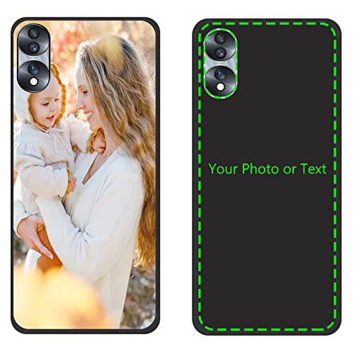 CXKJ Black Funda Personalizada para Huawei Honor 70 (6.67 Pulgada),Diseño tu Foto Imagen o Texto Personaliza Carcasa,Silicone Ultradelgado Case Cover Protector Anti-arañazos Funda