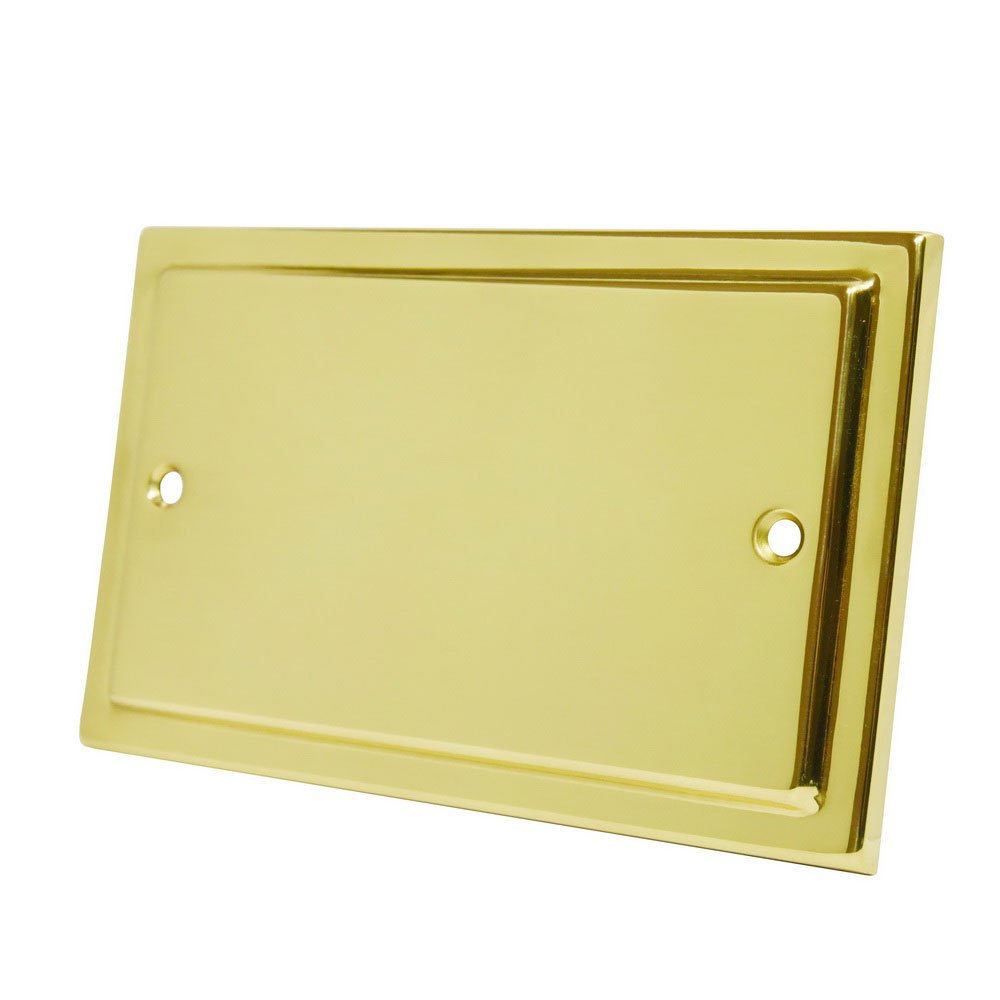 Alliance Electrical Gold Victorian Polished Brass Double Blank Plate - Electrical Blanking Plate 2-Gang