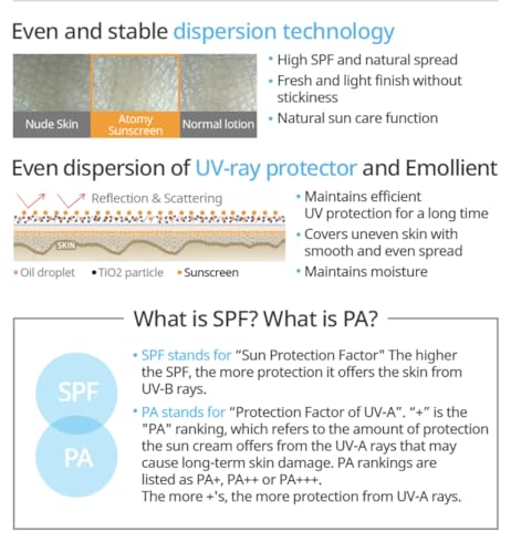 Image of Atomy Sunscreen SPF 50+ PA+++, High Protection Moisturizing Sunscreen, UVA /UVB Protection, 60 mL