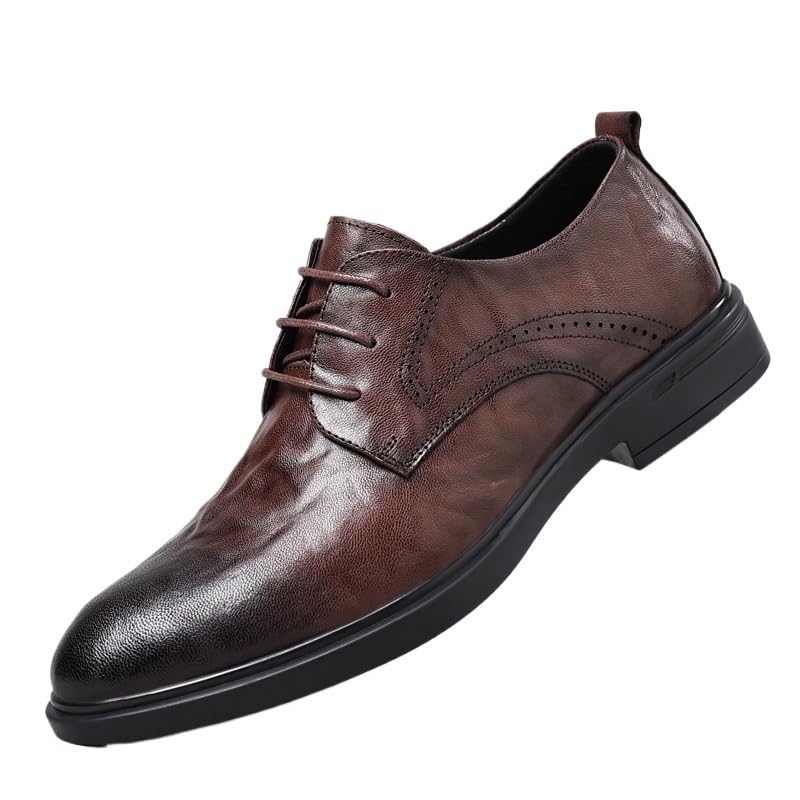 Business Oxford Shoes for Men's French Leather Lace-up Cap Toe Design Business Tuxedo Wedding Non Slip Block Heel Anti-Slip Formal