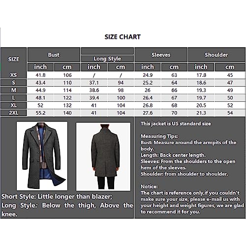 Invachi Men's Long Wool Blend Pea Coat Warm Winter Trench Coats With Detachable Soft Touch Wool Scarf #TOP6