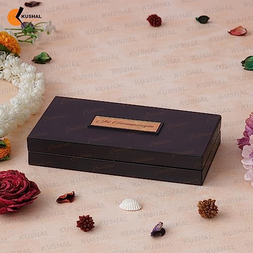 Image of 24K Gold Plated Religious Frame Rectangular Photo Frame Tabletop with Charan Paduka Return Gifts for Home Puja Office (SWAMI NARAYAN), 8.25 x 4.5 Inch