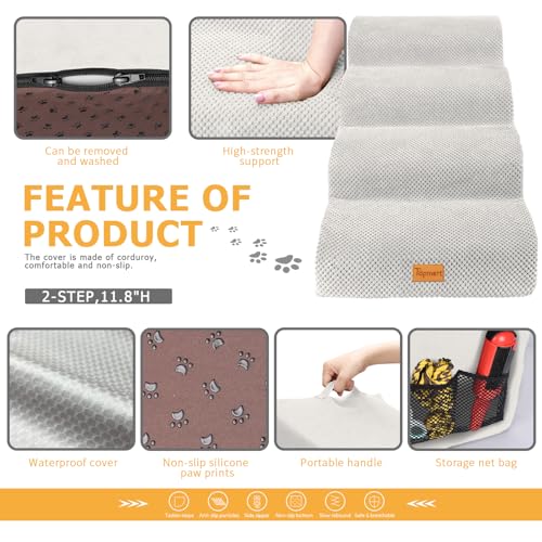 Image of Topmart High Density Foam Dog Steps 4 Tiers,Extra Wide Deep Pet Steps,Non-Slip Dog Stairs Ramp for Bed,Soft Foam Cat Ladder,Best for Older Injured,Older Pets,Cats with Joint Pain