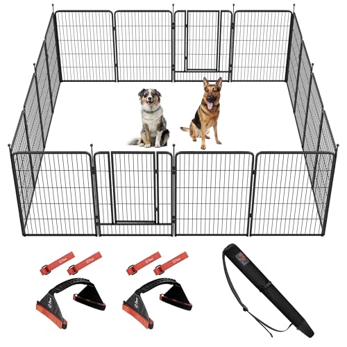 Image of FXW Instant Unleashed Dog Playpen, Portable Pet Fence for Outdoor, RV Trips, and Camping, 40 inch, 16 Panels for Medium and Large Dogs with Easy-Carry Straps (2 Pack) and Stake Bag│Patented
