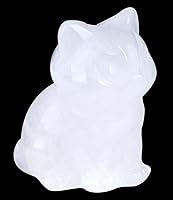 Vista 103 de QINJIEJIE Gato de obsidiana negra, decoración de Halloween, cristales y piedras curativas, estatua de piedra de gatos dormidos, escultura de piedras