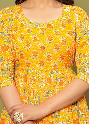 Image of Women's Feeding Kurta Cotton | Floral Anarkali Pregnancy Kurta with Nursing Zipper | Pre & Post Partum | Maternity Dresses | Mom to Be Gift