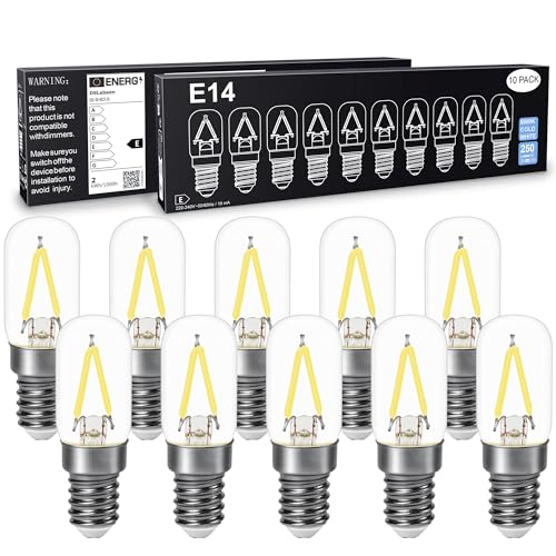 DSLebeen Lampadina LED E14 6000K luce fredda Lampade LED frigorifero 2.5W Equivalenti a 25W,250 Lumen Non Dimmerabile Per Lampadario di cristallo lampade di sale luci notturne Confezione