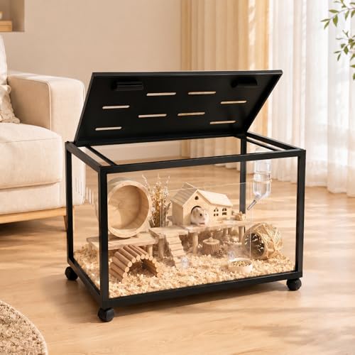 ALLOYNIX Acrylic Metal Hamster Cage, 24'x16'x16' Extra Large Small Animal Habitat Easy-Clean, 360°...