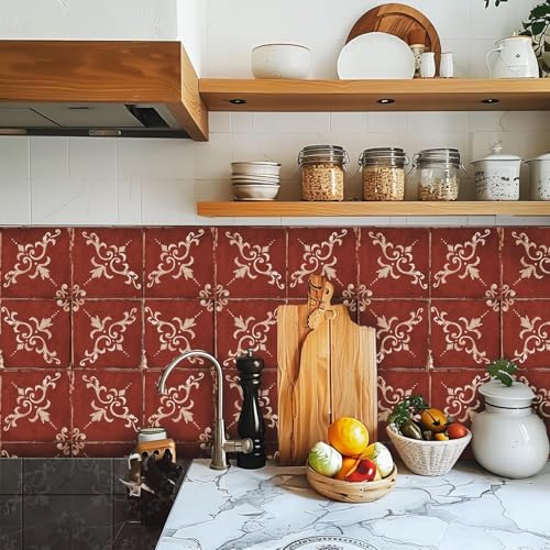 Image of 40 PC Pack (6 X 6) Thin Art Artistic Bohemian Peel and Stick Wall Sticky Backsplash Vinyl Waterproof Removable Tile Sticker Decals for Bathroom & Kitchen, (B, 6X6)