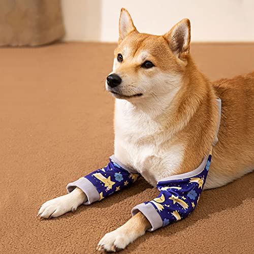 Image of HDKUW Dog Front Leg Braces Recovery Sleeve, Pet Knee Brace Wounds Protector for Medium Large Dog Gray Grid L