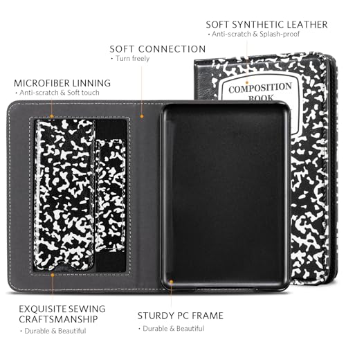 Image of CoBak Case for 6 inch E-Reader - PU Leather Smart Cover with Auto Sleep /Wake & Hand Strap, not Compatible with Kobo Clara,Blackfolio