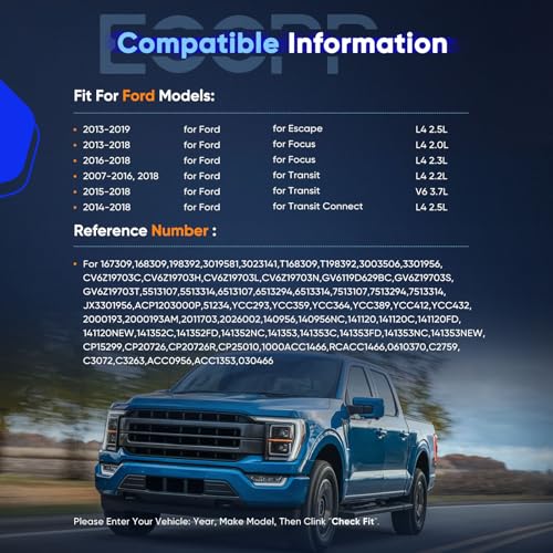 Image of ECCPP AC Compressor 2013-2019 for Ford Escape 2.5L for Ford Focus 2.0L | 2007-2018 for Ford Transit 2.2L Fast Cooling Air Conditioning Compressor