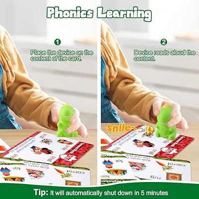 Speech Therapy Sensory Toy, Talking Dinosaur Phonics Reader with 74 Double-Sided Phonics Flash Cards & 6 Theme Stickers, Interactive Letters Games, Montessori Educational Gift for Kids Aged 3-8