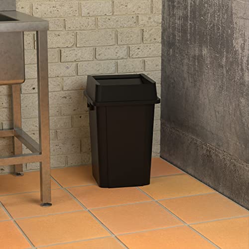 Caneca de basura cuadrada negra de 19 galones con tapa miniatura 4