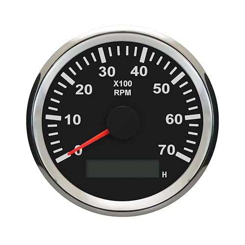 ELING Tacómetro universal RPM con medidor de horas 7000 RPM 3 38 pulgadas 12 V 24 V con retroiluminación