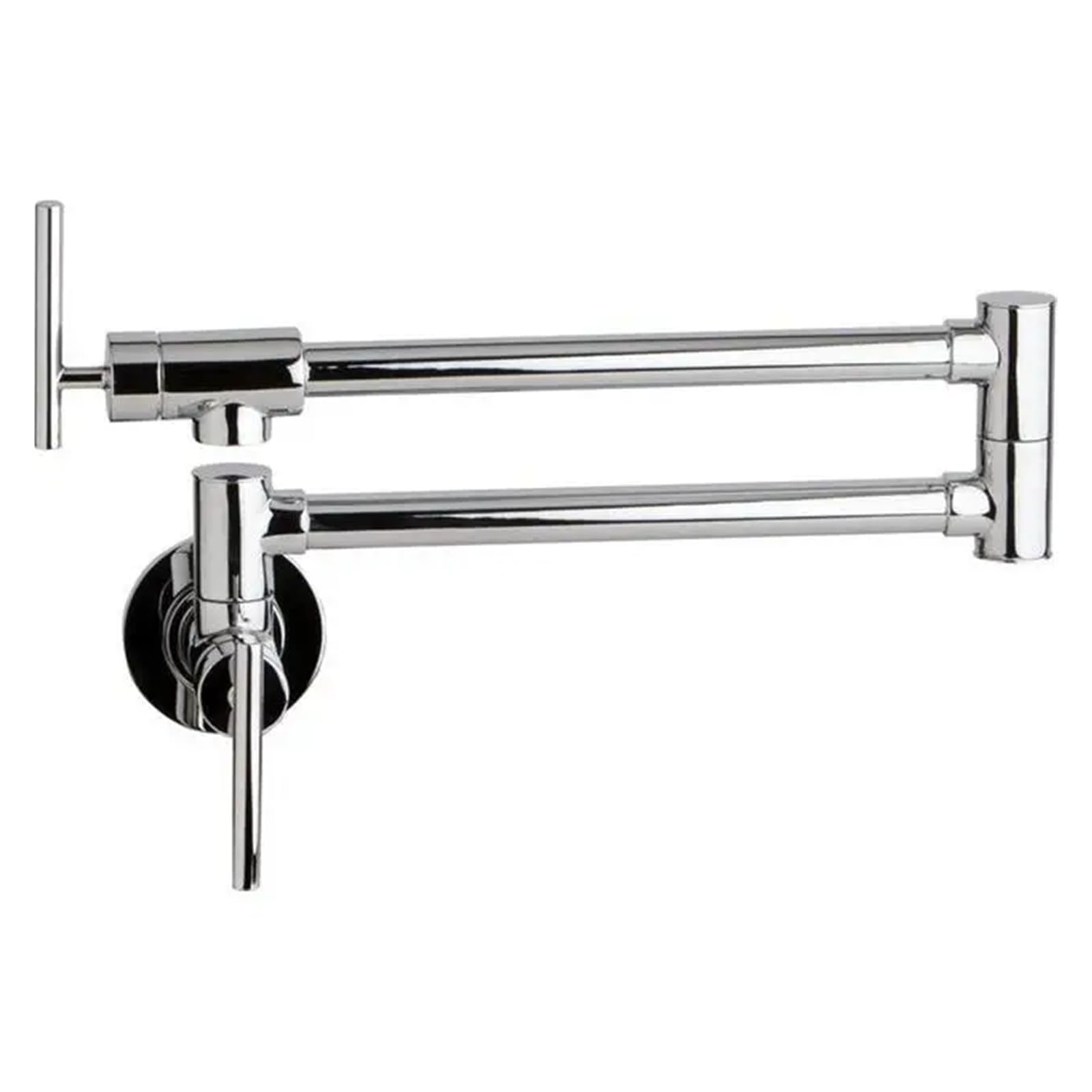 ZQFHSX Brushed Nickel Kitchen Faucet, Brass Wall Mounted Pot Filler Swivel Folding Retractable Rotary Stretch Tap for Most Scenarios(Grey)
