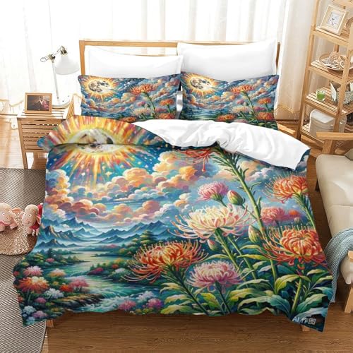 Housse de couette protea cynaroïdes à fermeture éclair cachée parure de lit microfibre douce