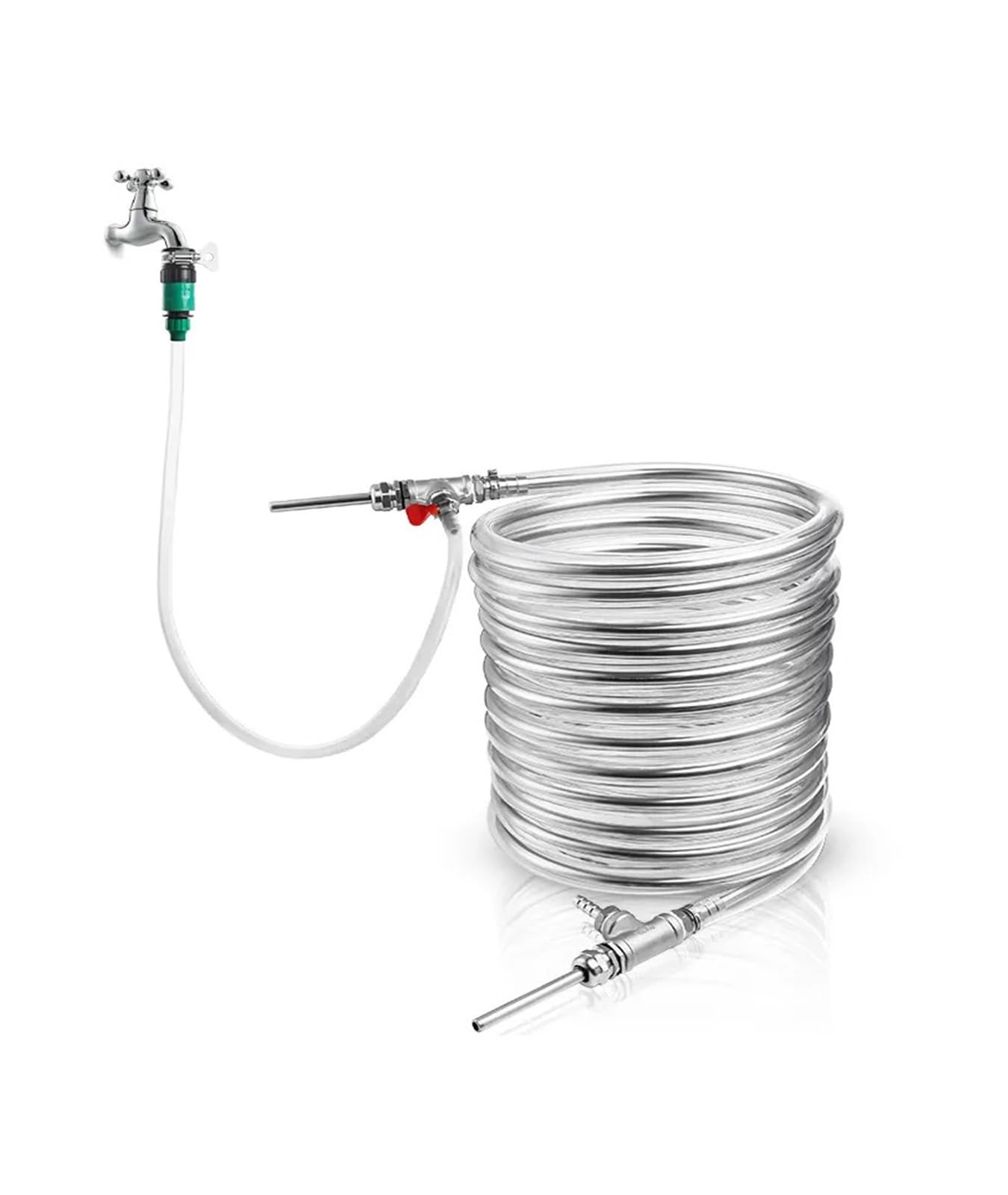 Zxzzas B Heat Exchanger, Counterflow Chiller,Stainless Steel Wort Heat Exchanger,9.52 * 0.5 * 10M Wort Chiller With Weldless Hose Connector & Pvc Outer Tube(B)