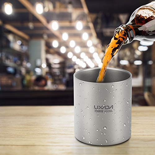 Nishore 450 ml Titanium Dupla Parede Dupla Copo De Água Casa Ao Ar Livre Camping Caminhadas Picnic C