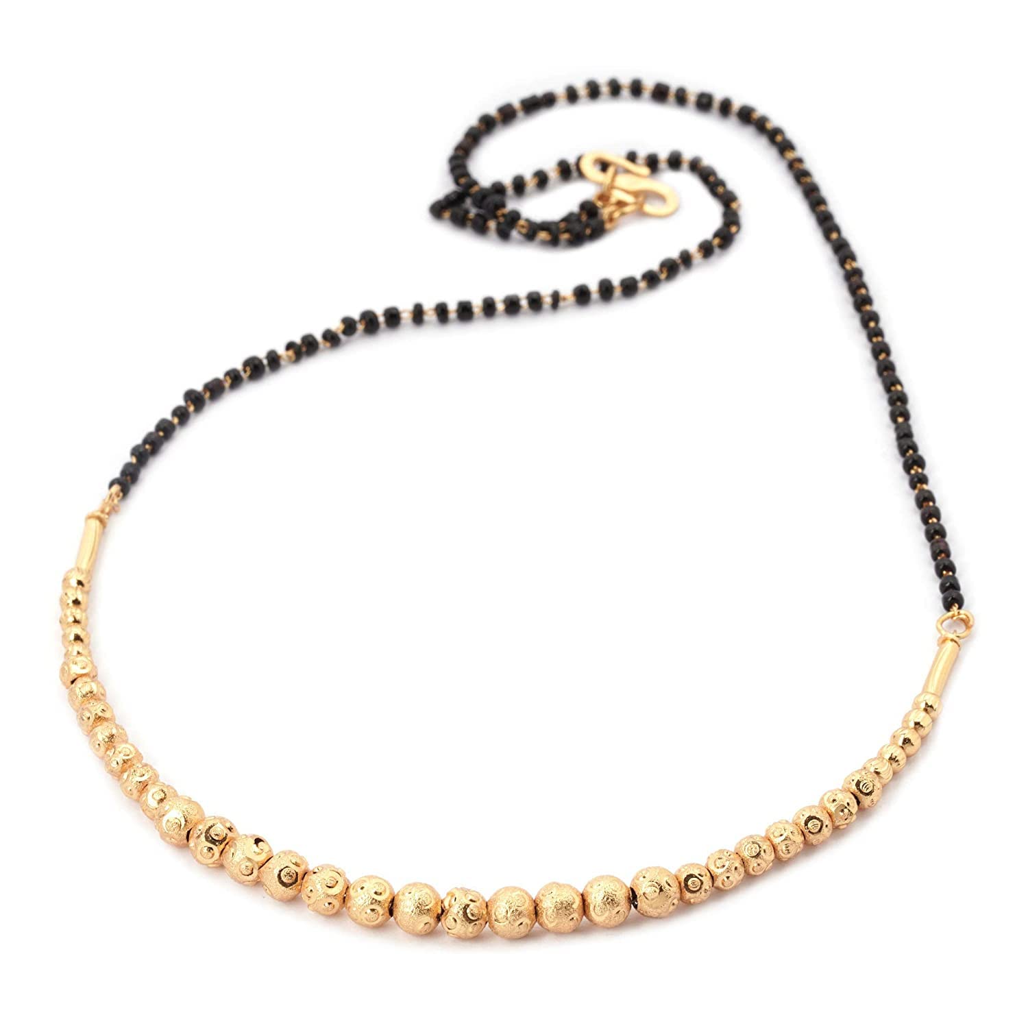 Bhumi Creation Single Line Mangalsutra Gold Plated Pearl Beads Black Moti Mala Mangal Sutra for Women (B09MZCD61K) Amazon Price History, Amazon Price Tracker