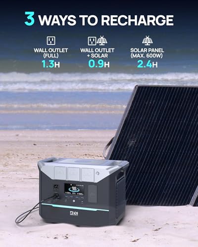 Image of DARANENER Generator 1800W (3000W Peak), 1382.4Wh LiFePO4 Portable Power Station, 1Hrs Fast Charge, 20ms UPS Solar Generator for Home Emergency Backup, RV, Camping, Off-Grid Power Outage