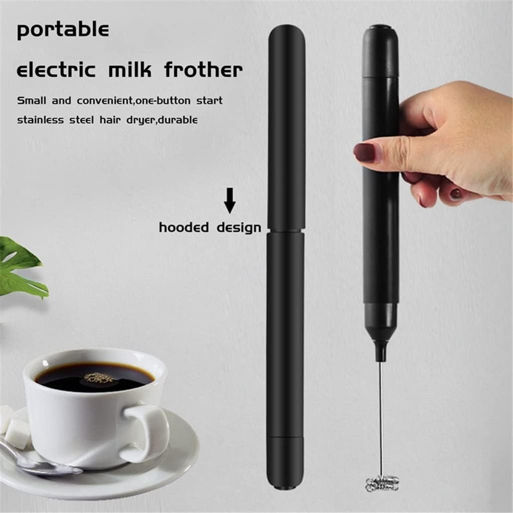 Electric Milk Frother with 2 Pieces of Stainless Steel Double-Spring Whisk, Battery-Powered Coffee Froth Machine
