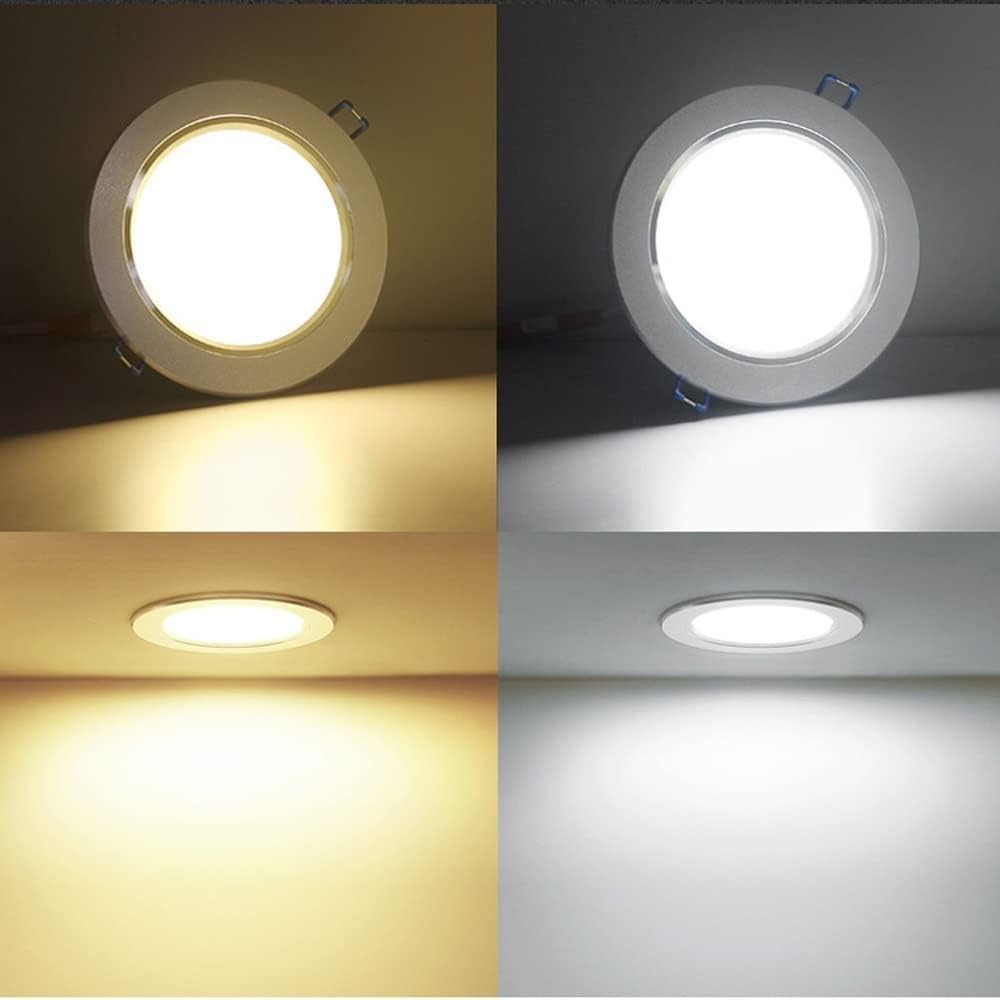 Recessed Downlights Indoor Ceiling Spotlight, Brushed Silver Finish Round Panel Lamp for Bathroom Hallway Stage Office Decoration Lighting Fixture [Energy Class A+]/18W/6000K