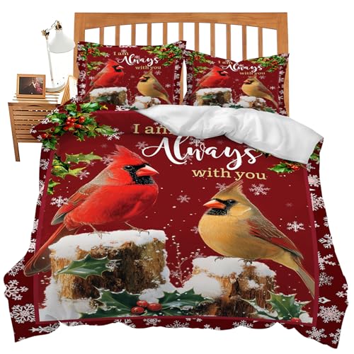 Cardinal Bedding Set - Twin, Queen, King, Full Size - Red Bird Comforter Set for Lovers, Kids, Teens, Boys, Girls - Bedroom Decor - Cozy Quilt, Bedspread, Duvet Cover - Gifts - 104