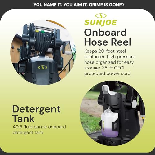 Sun Joe Electric Pressure Power Washer, 2030 PSI (PWMA Certified), 1.76 GPM, Dual Soap Tanks, SPX3001 (35-FT GFCI Water-Safe, Power Cord)