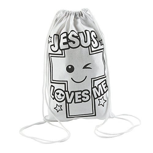 Fun Express Jesus Loves Me Color Your Own Backpack Kit – Creative Craft for Kids – Perfect for Personalized – Home Activities & Gifts – Markers – Great for Fun & Learning – 1 Piece