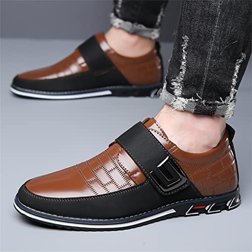 Image of Veslexth Men Casual Driving Sneakers Loafers Breathable Comfort Walking Wing Tips Lace Up Luxury Leather Shoes for Male Business Work Office Dress Outdoor