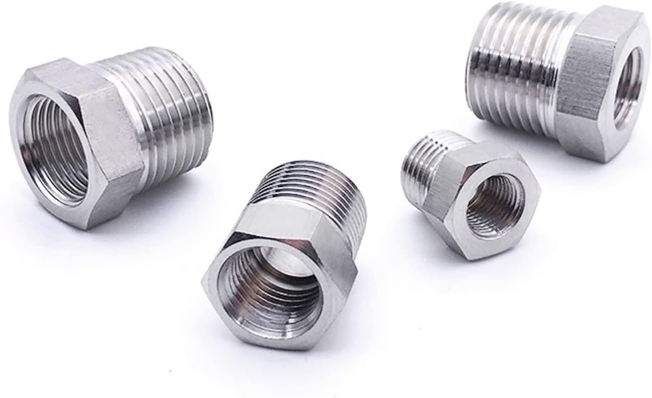 2pcs High Pressure BSP Male Female Reudcer Bushing 304 Stainless Pipe Fitting Connector Water Gas Propane (Color : No4)