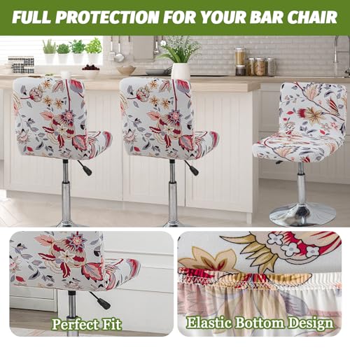 Image of FUANGUI Bar Stool Covers with Backs, 2 Pack Stretch Bar Stool Chair Covers, Knitted Jacquard Bar Stool Covers,Washable Bar Chair Covers Swivel Barstool Slipcovers,10